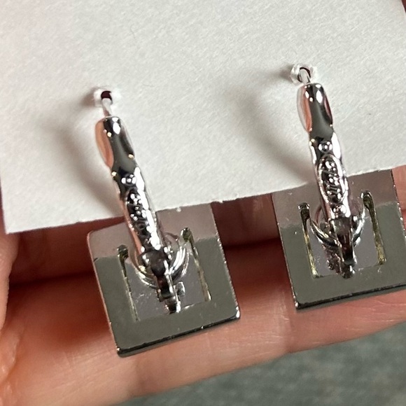 Myka Yellow Crystals Silverstone Square Earrings - Picture 4 of 10